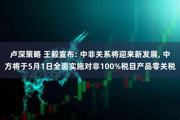 卢深策略 王毅宣布: 中非关系将迎来新发展, 中方将于5月1日全面实施对非100%税目产品零关税